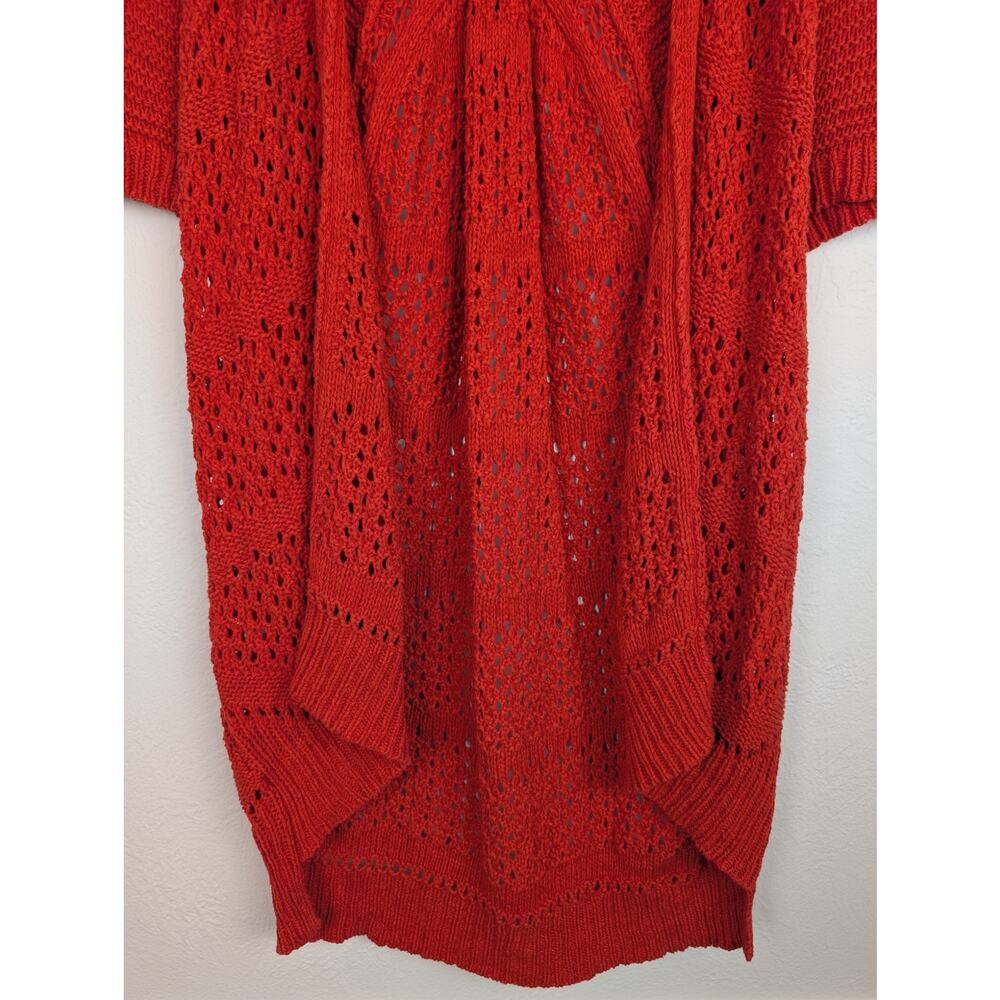 Anthro Guinevere In Summary Cardigan Sweater Crochet Boho Cottage Red Size S - Picture 4 of 11